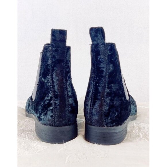 Black Velvet Bootie by Toms Pull-On Chelsea Ankle Boots Flat Slip Resistant Sz8W - Picture 5 of 11